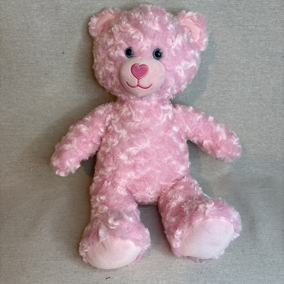 Build A Bear Pink Cuddles 16" Teddy Bear Swirl Fur Stuffed Heart Nose Plush - Picture 1 of 8